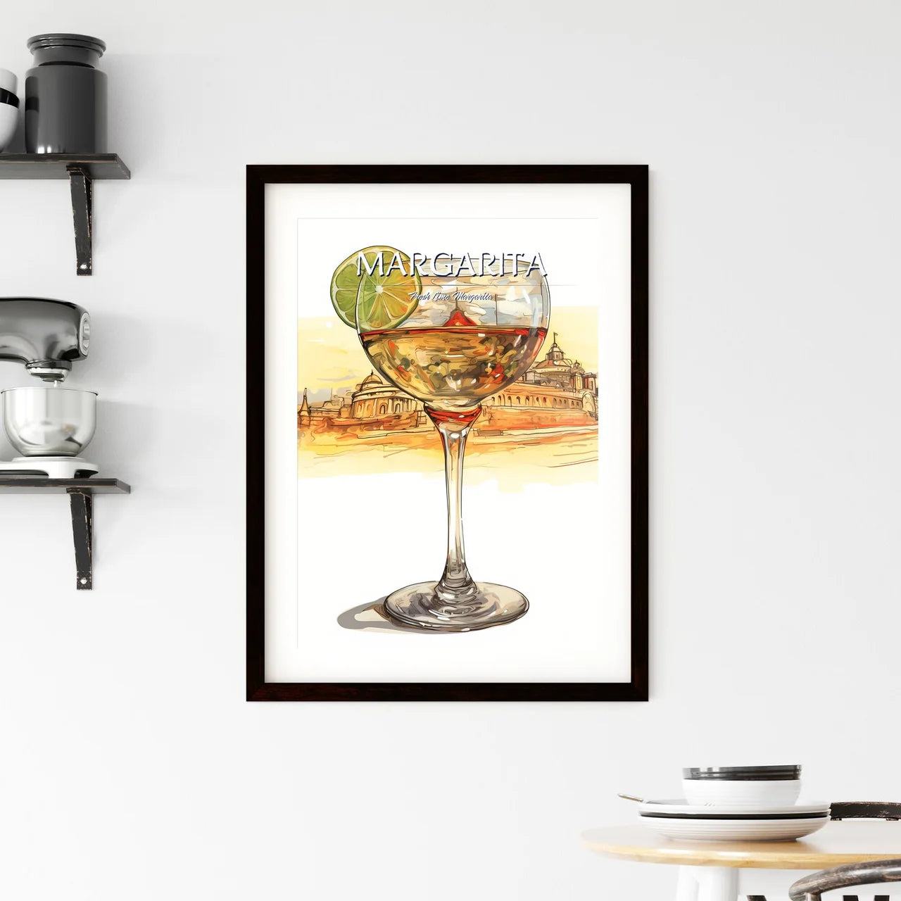 A Poster of Margarita Glass with classic mar Framed Print