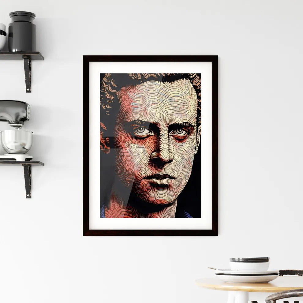 A Poster of line drawing of handsome masculine face  Hangings