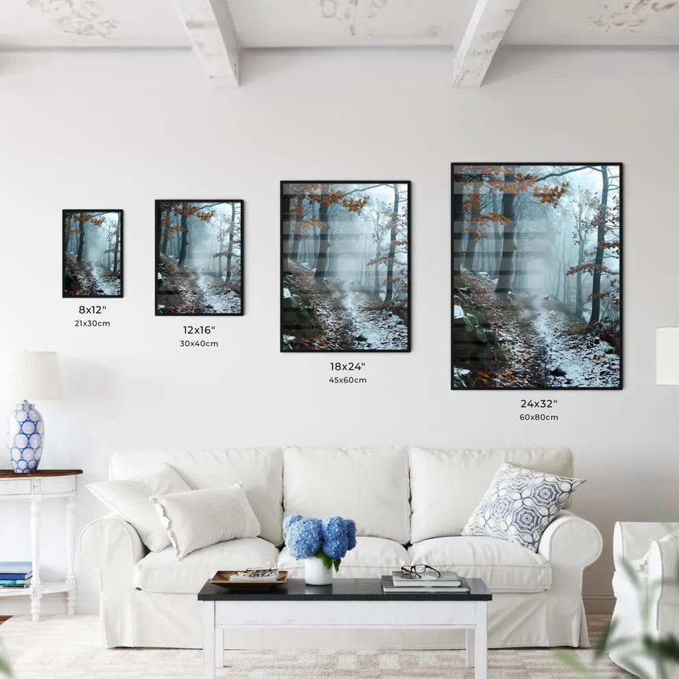 A Poster of winter forrest - A Path Throu - Kitchen Hangings