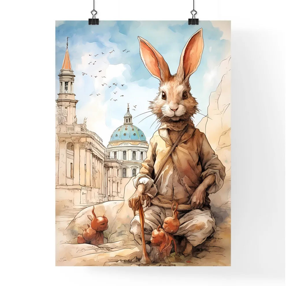A Poster of stylish easter rabbit with copy space  Poster