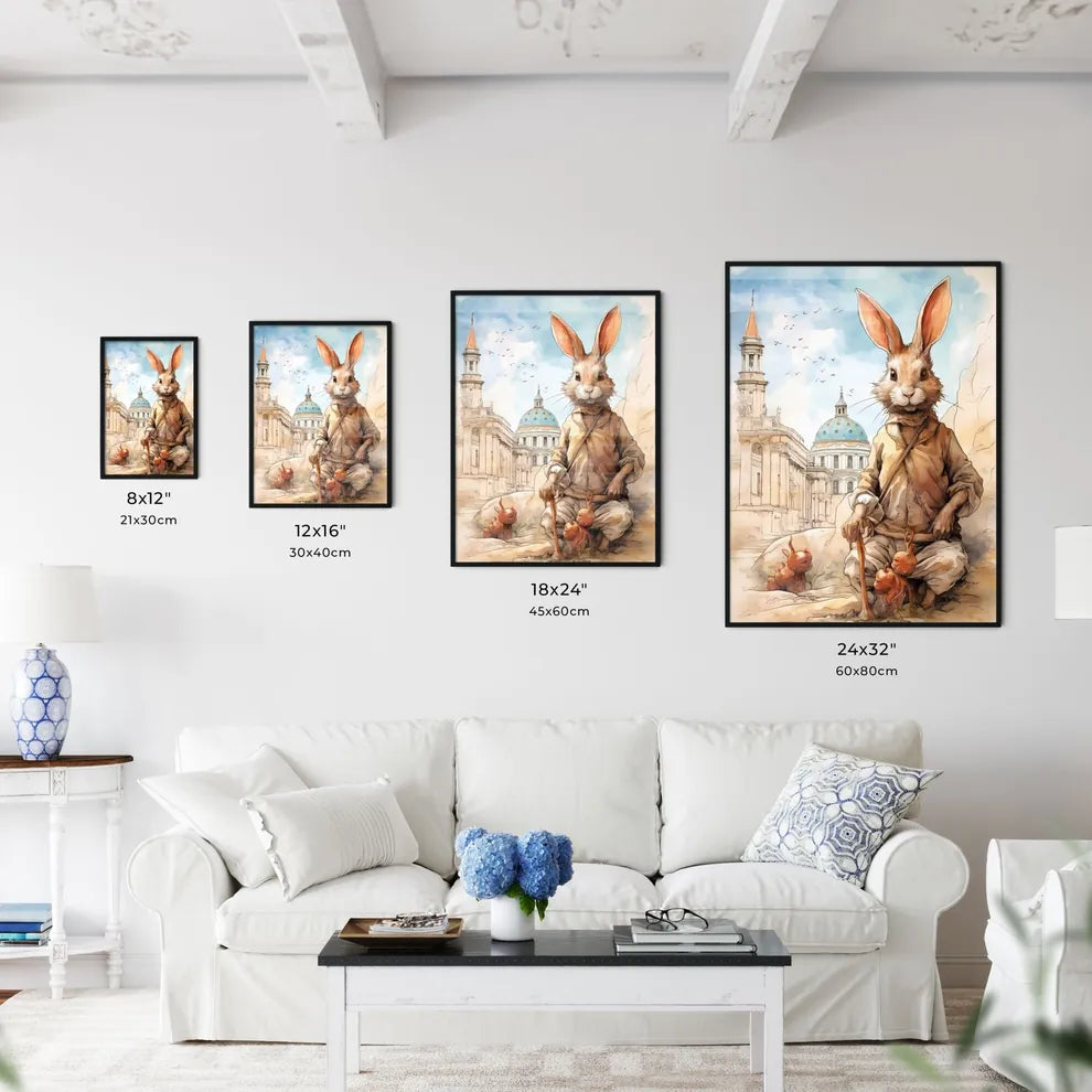 A Poster of stylish easter rabbit with copy space  Size Chart
