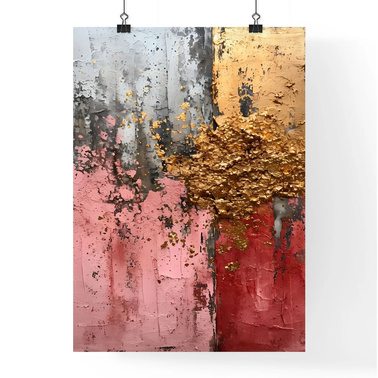 A Poster of onyx white lucite  pink canvas w Poster