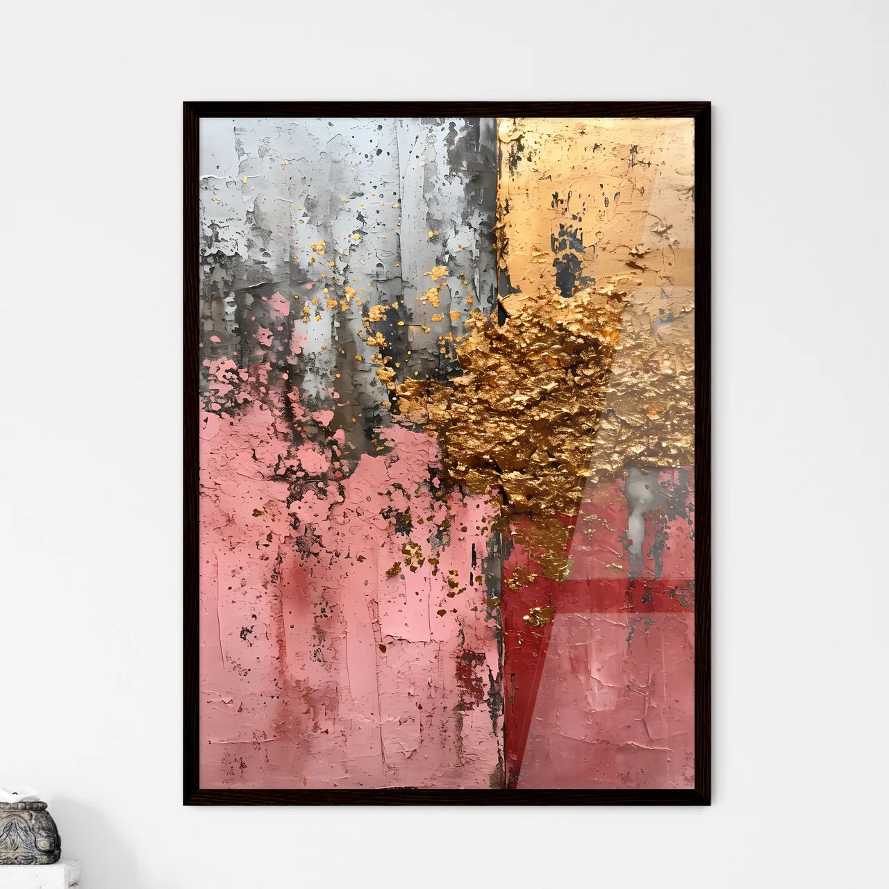 A Poster of onyx white lucite  pink canvas w - Framed Art Print