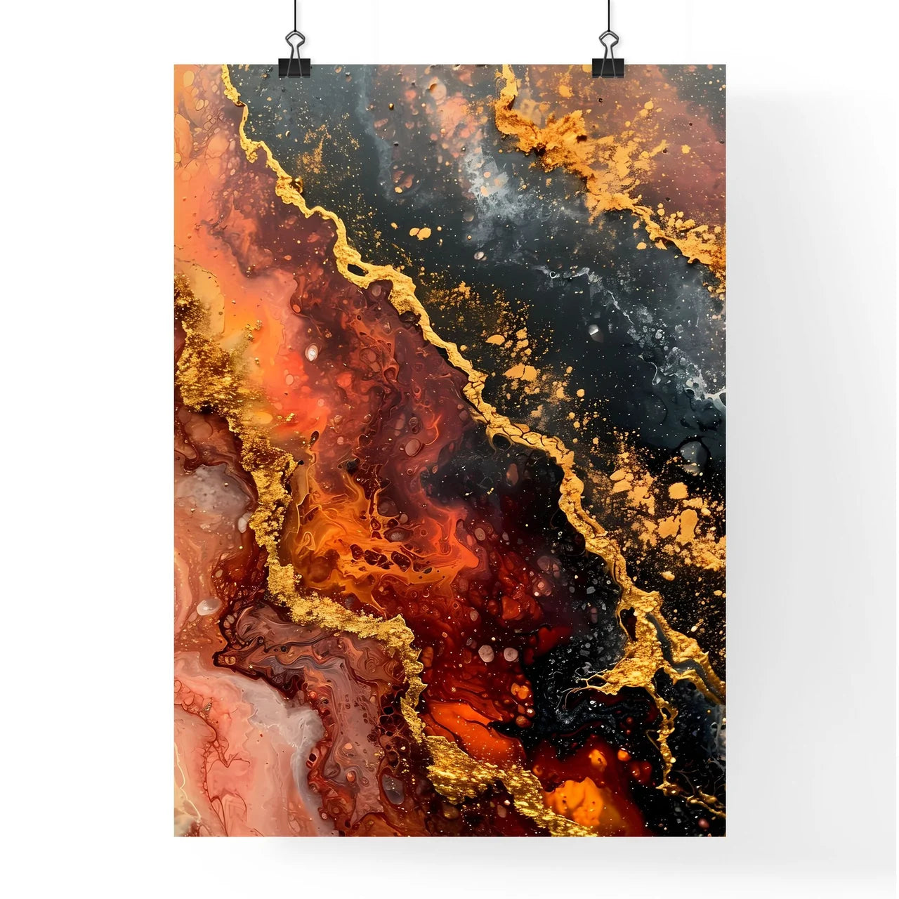 A Poster of onyx white lucite  pink canvas w Poster