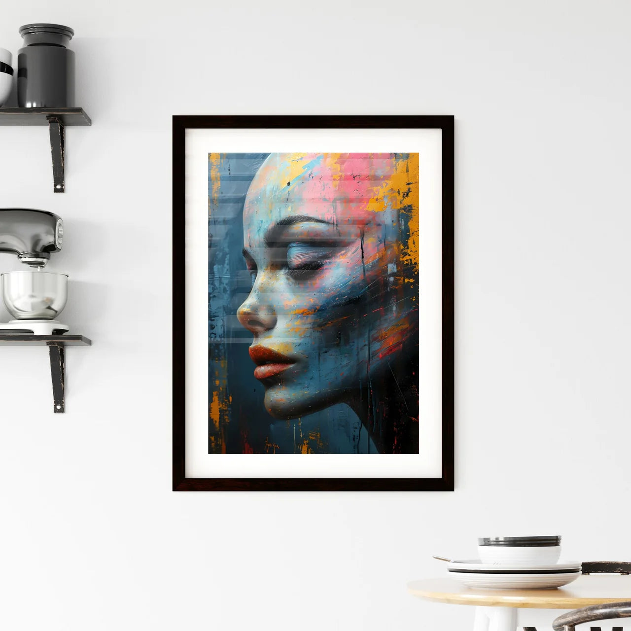A Poster of The Alien Portrait with colorful Framed Print