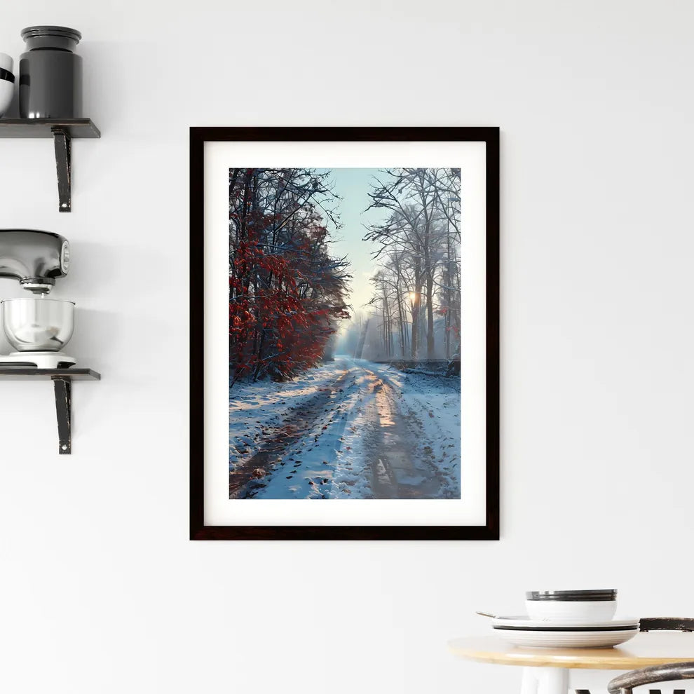 A Poster of winter forrest - A Snow Cover Framed Print
