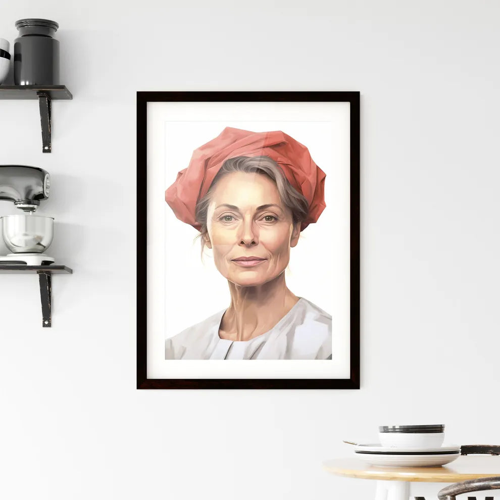 A Poster of beautiful mature woman 50 years  Framed Print