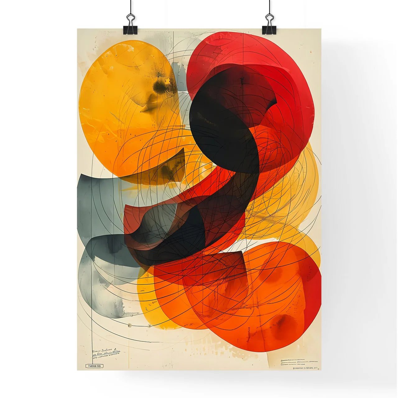 A Poster of abstract art of curved lines - A Poster