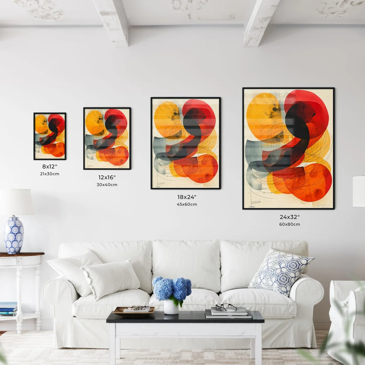 A Poster of abstract art of curved lines - A - Kitchen Hangings