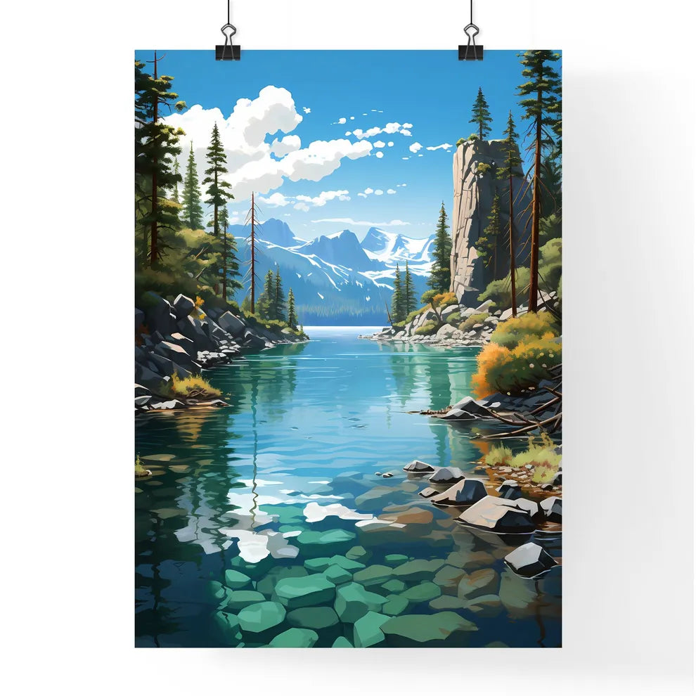 A Poster of Lake Tahoe National Park - A Riv Poster