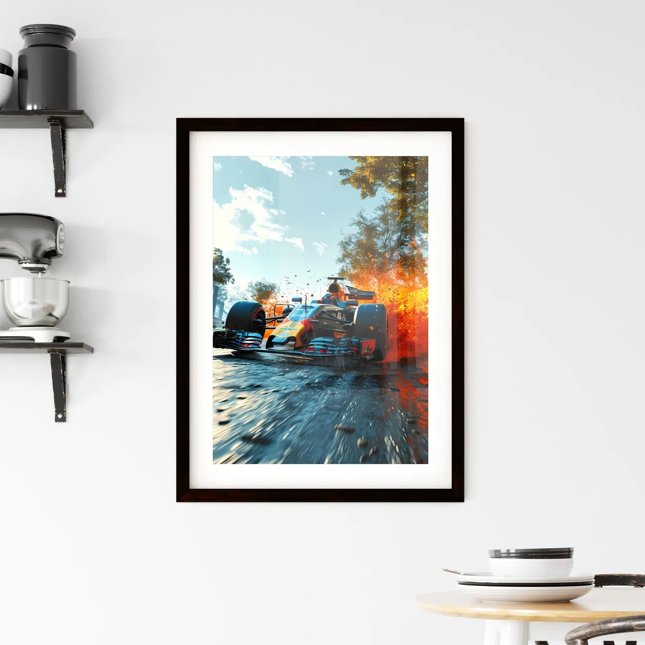 A Poster of Formula One style race car - A R Framed Print