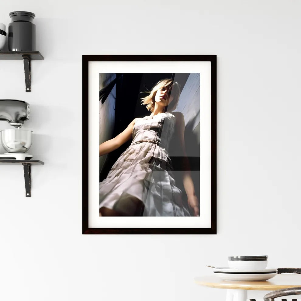 A Poster of A girl in a light dress - A Woma Framed Print