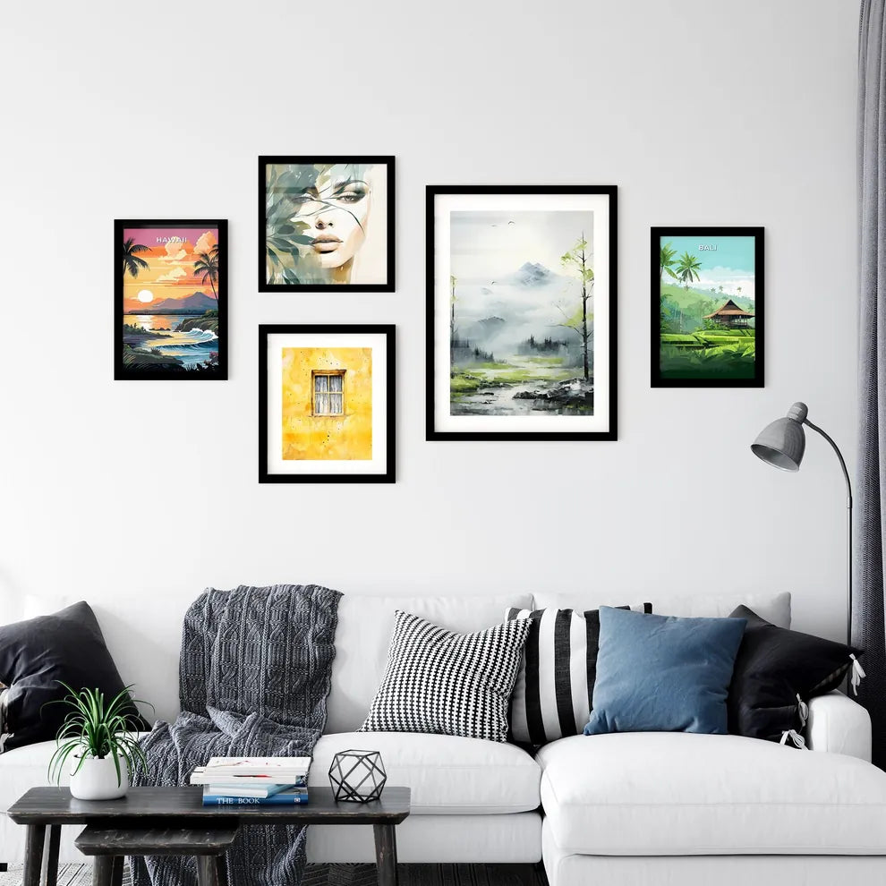 A Poster of painting of mountain side in spr Wall Art