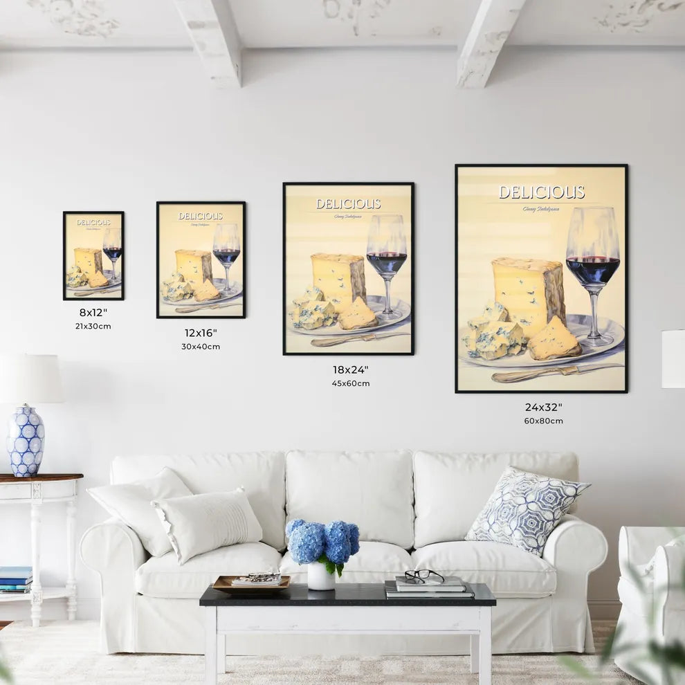 A Poster of Gorgonzola cheese on beige backg - Kitchen Hangings