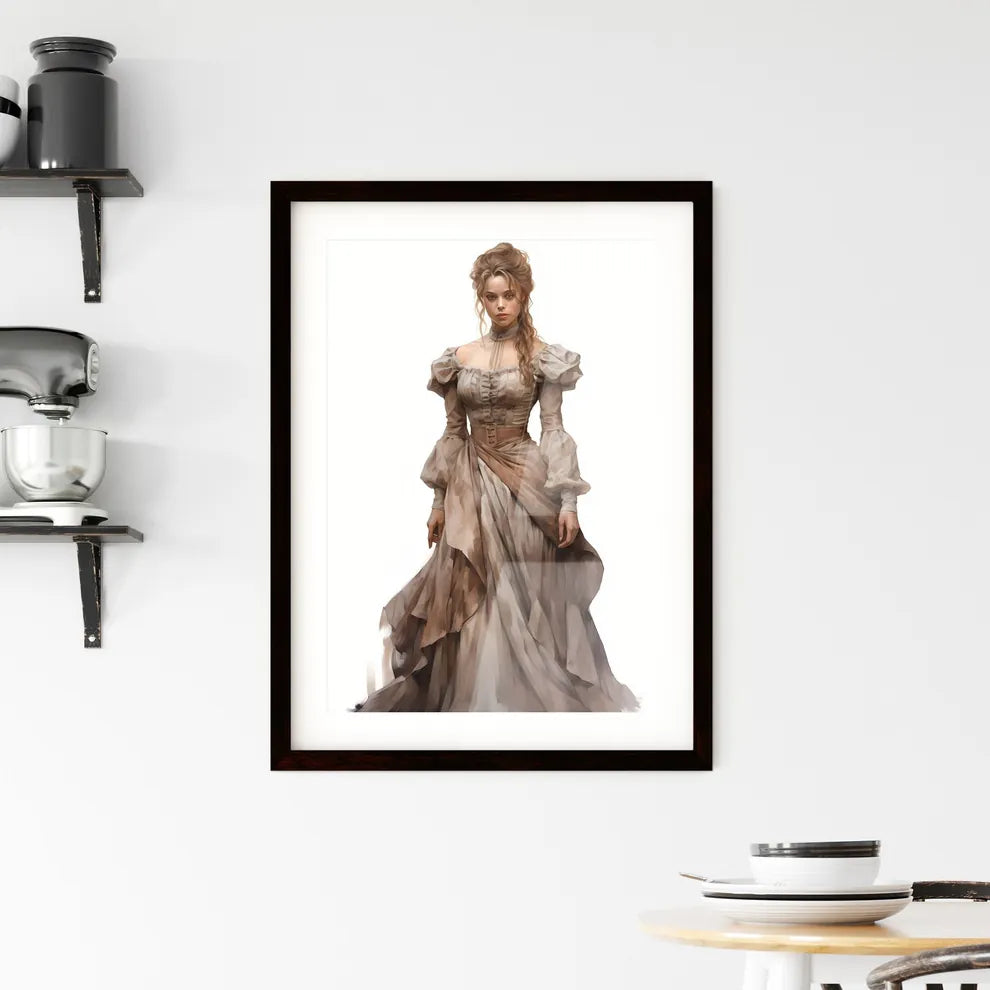 A Poster of Beautiful victorian dress - A Wo Framed Print