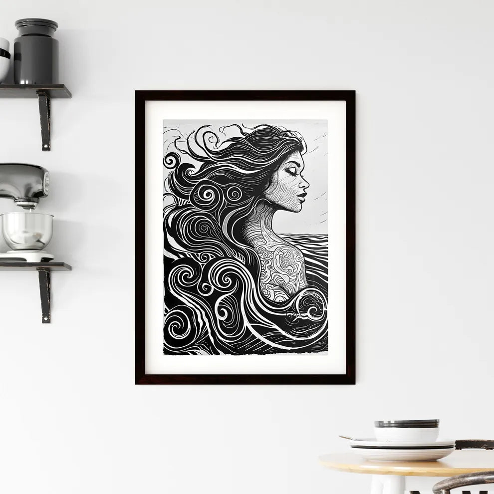 A Poster of art deco minimalism - A Woman Wi Framed Print