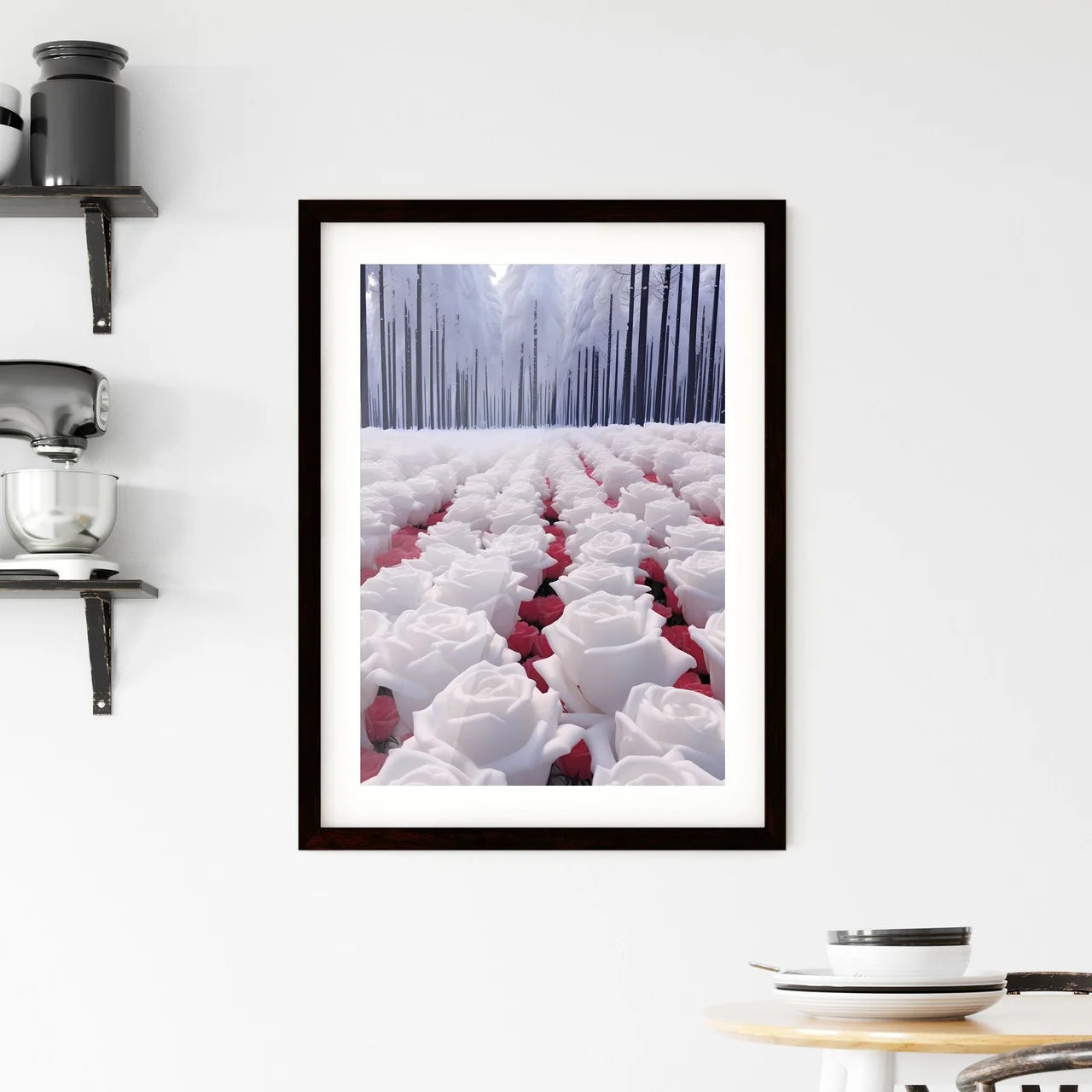 A Poster of photos of 1000 roses after heavy Framed Print