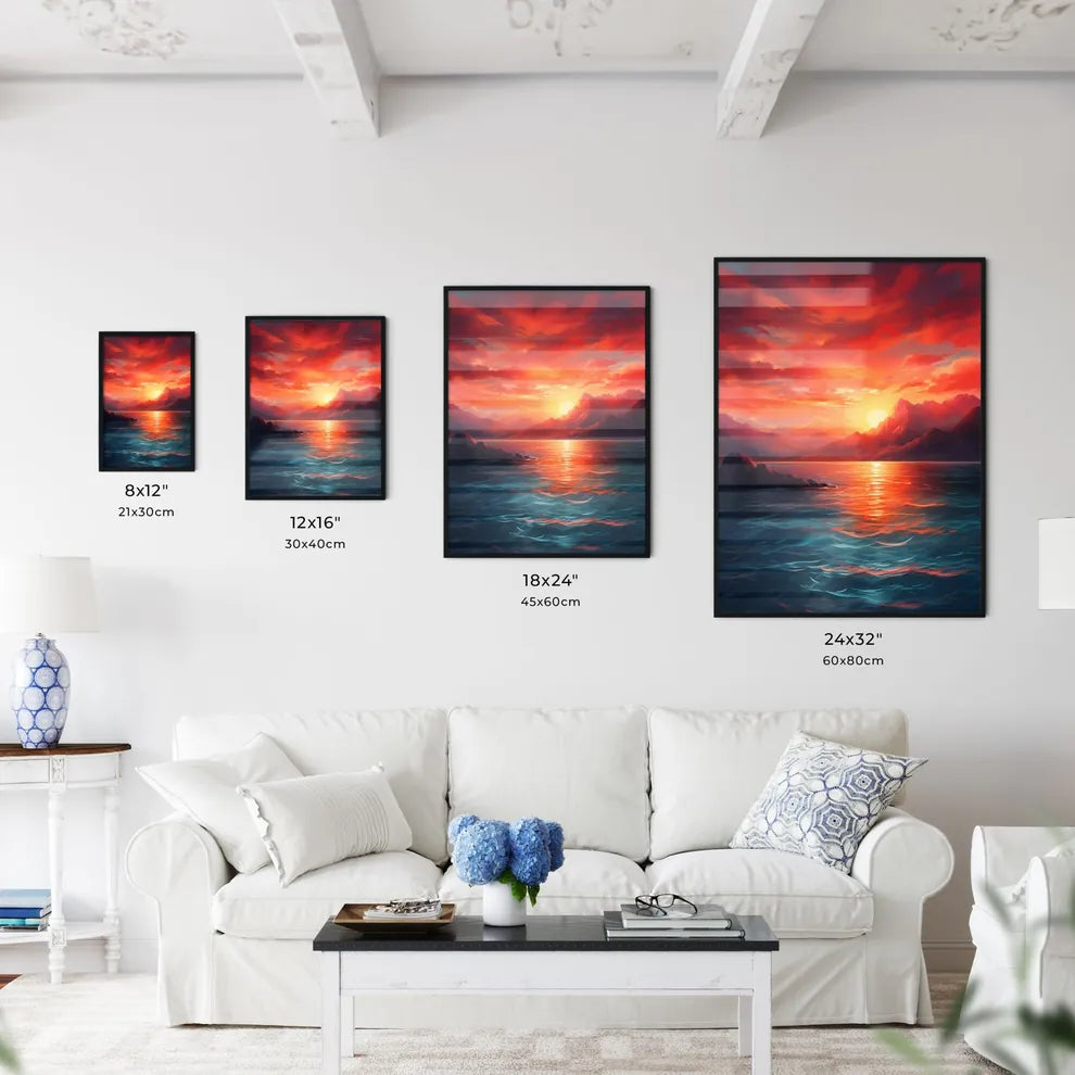 A Poster of The red sunset shone on the blue - Kitchen Hangings