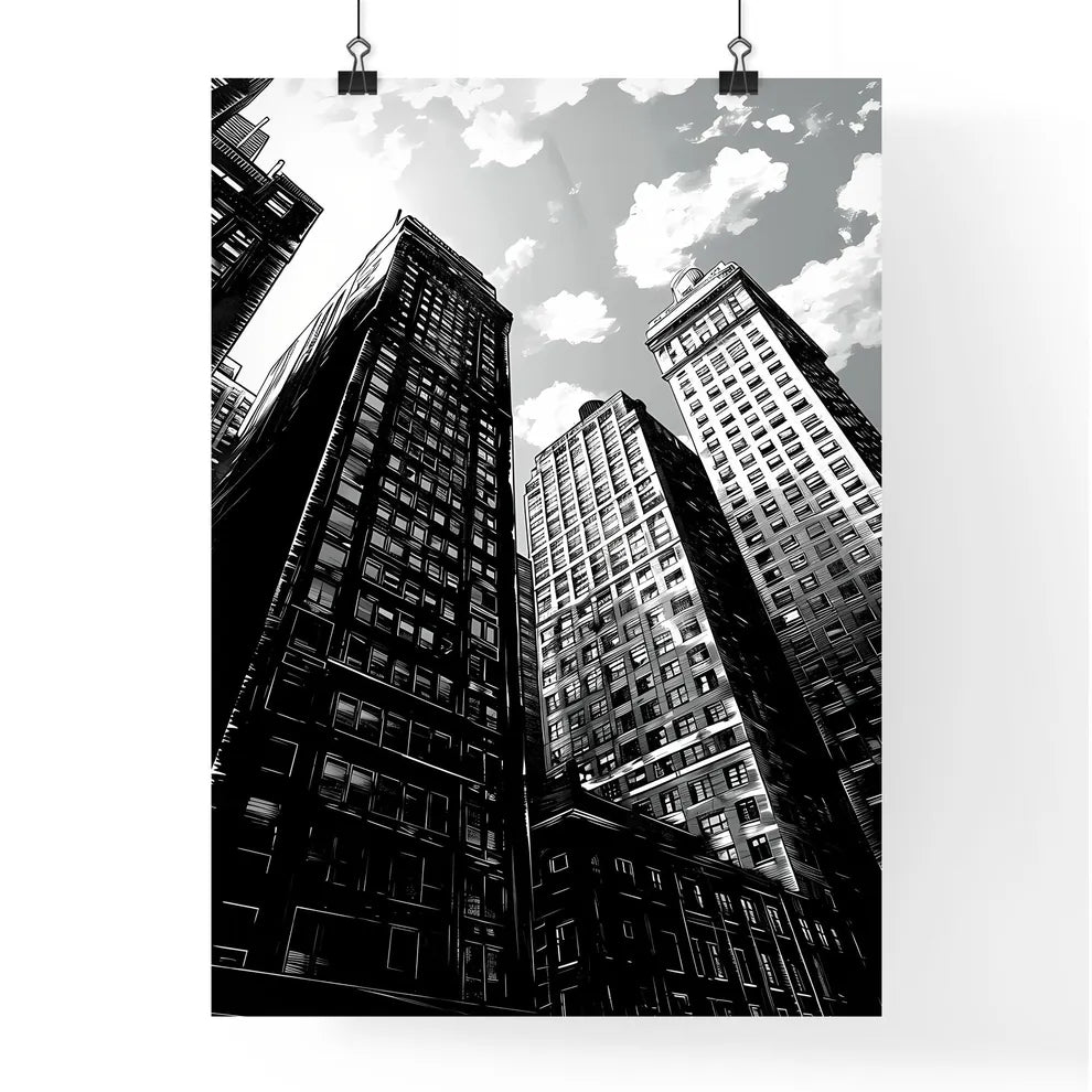 A Poster of art deco minimalism - A Group Of Tall Buildings Poster