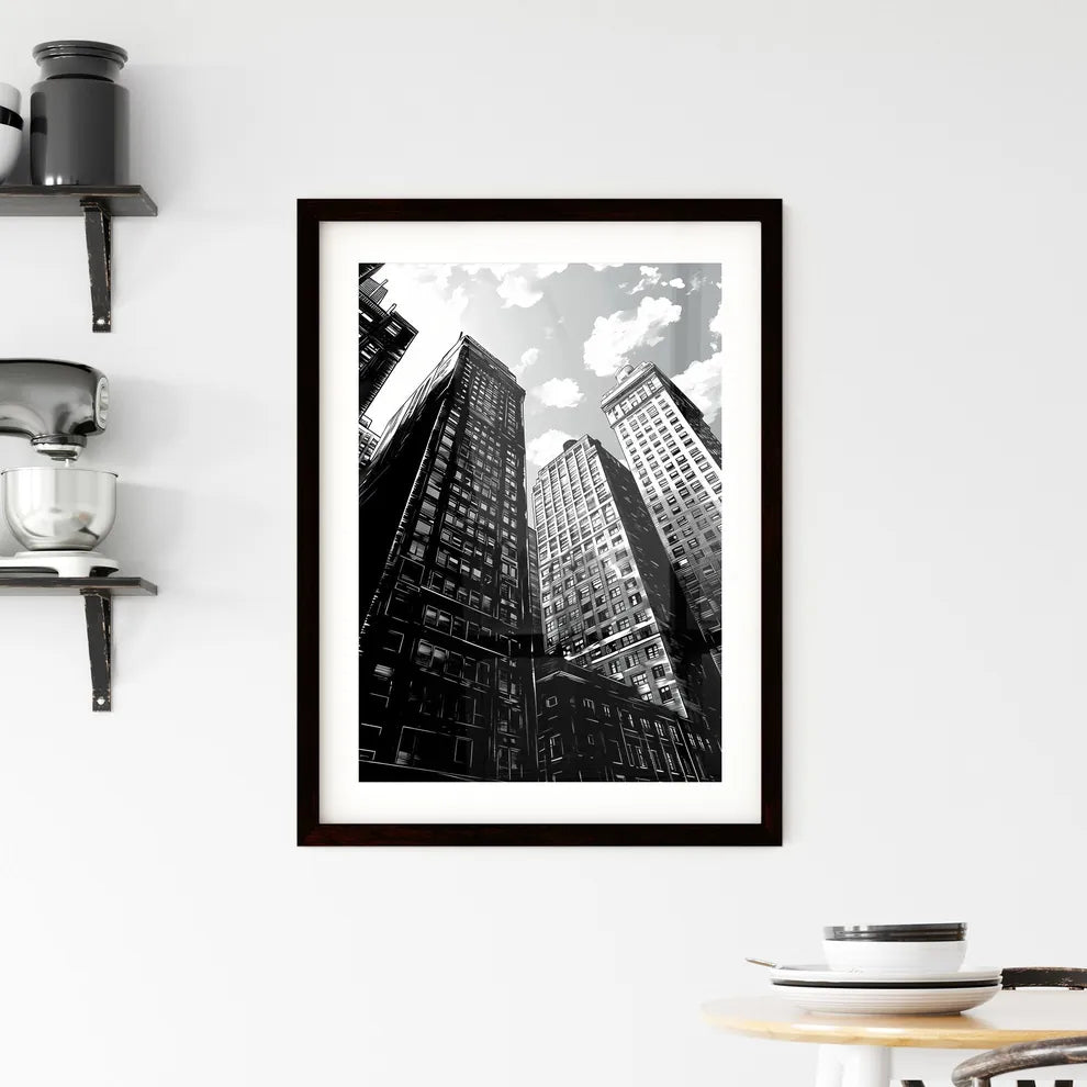 A Poster of art deco minimalism - A Group Of Tall Buildings Custom Print