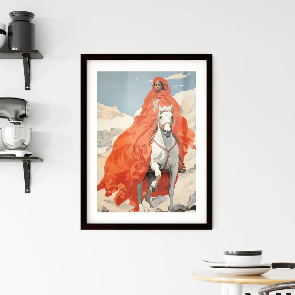 A Poster of a woman on horseback  Framed Print