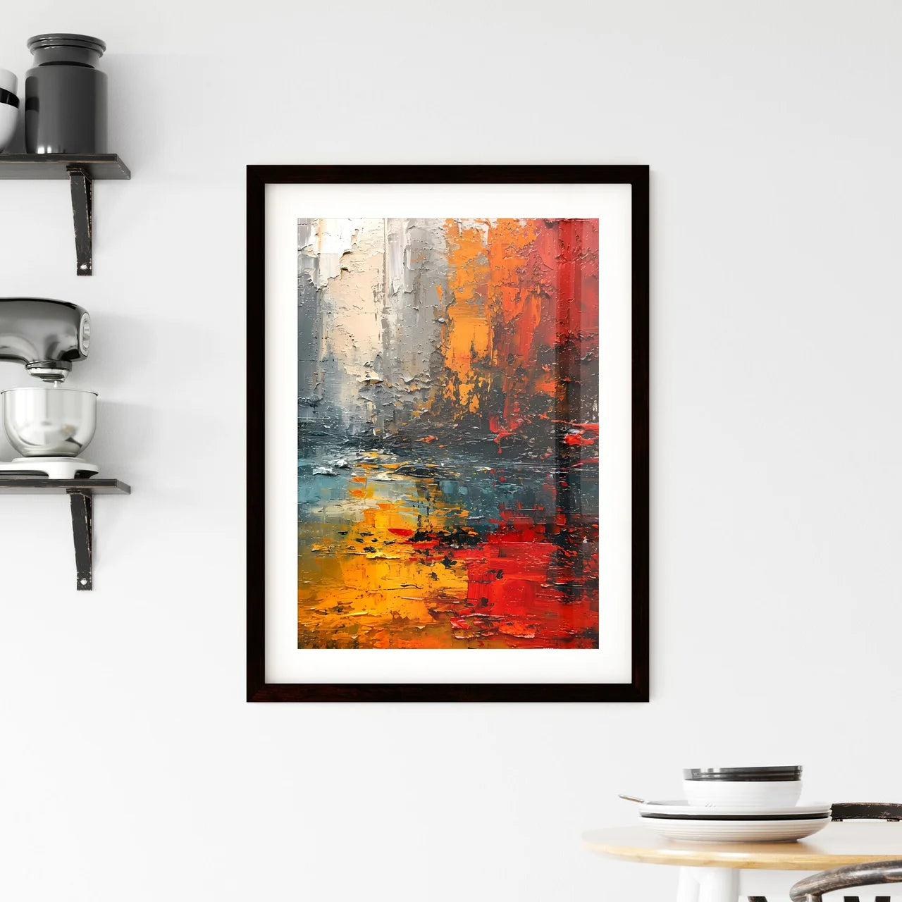 A Poster of Neutral Beige Mid Century Modern Framed Print