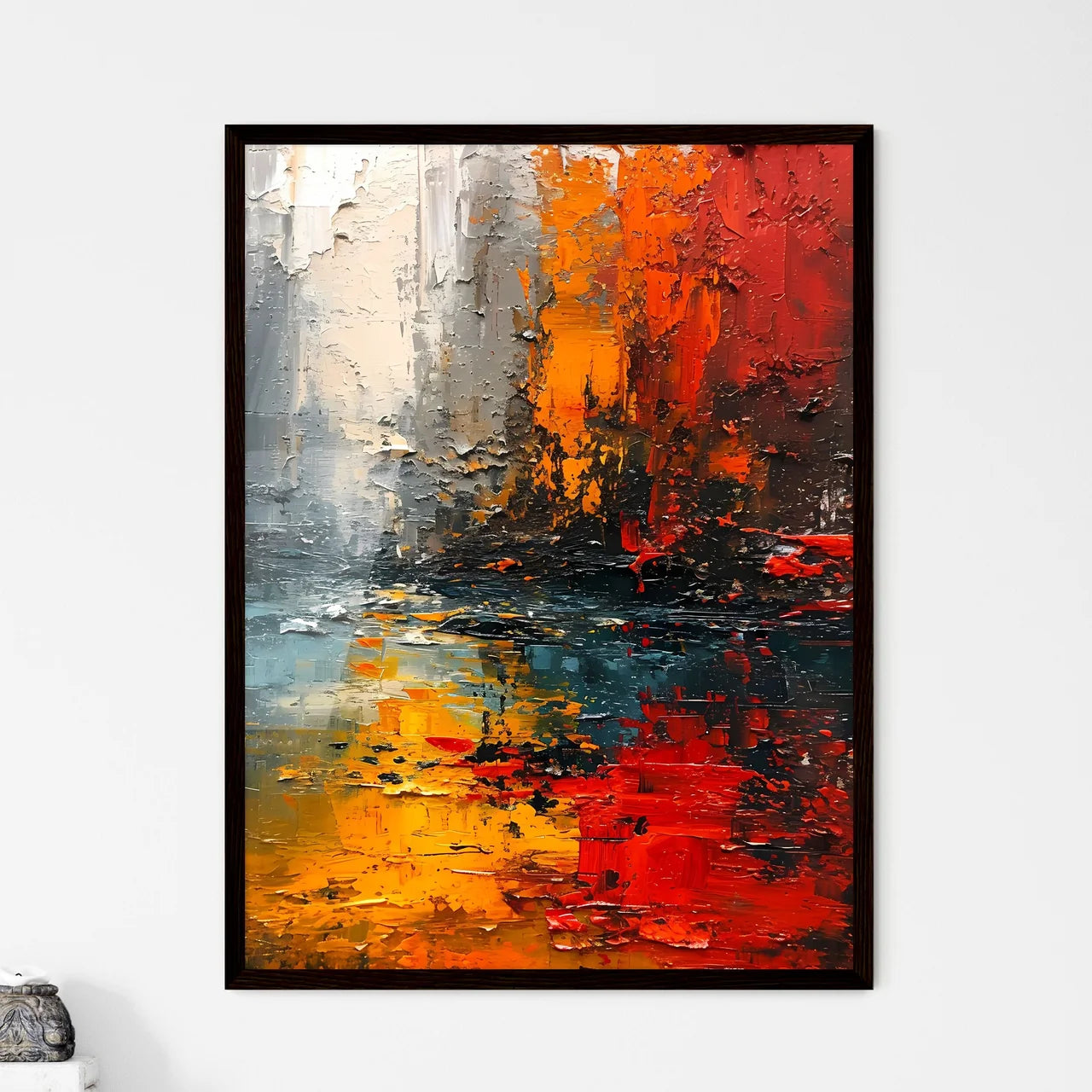 A Poster of Neutral Beige Mid Century Modern - Framed Art Print