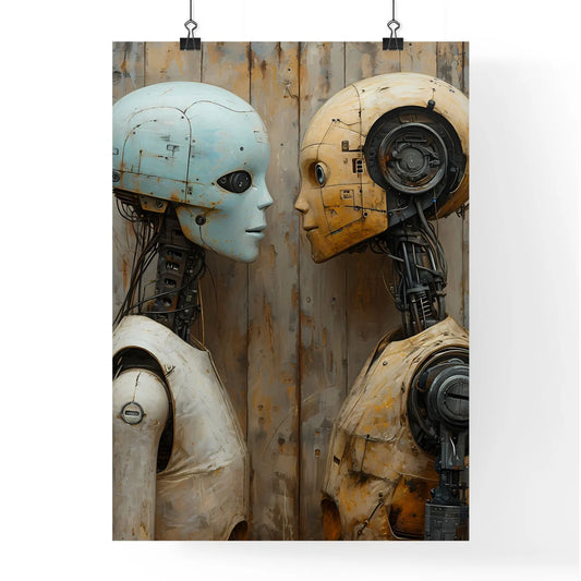A Poster of an alien and a robot in love - T Poster