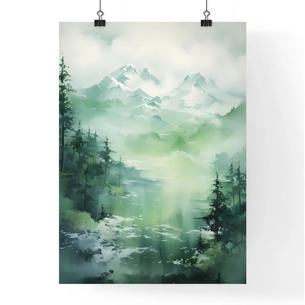 A Poster of painting of mountain side in spr Poster