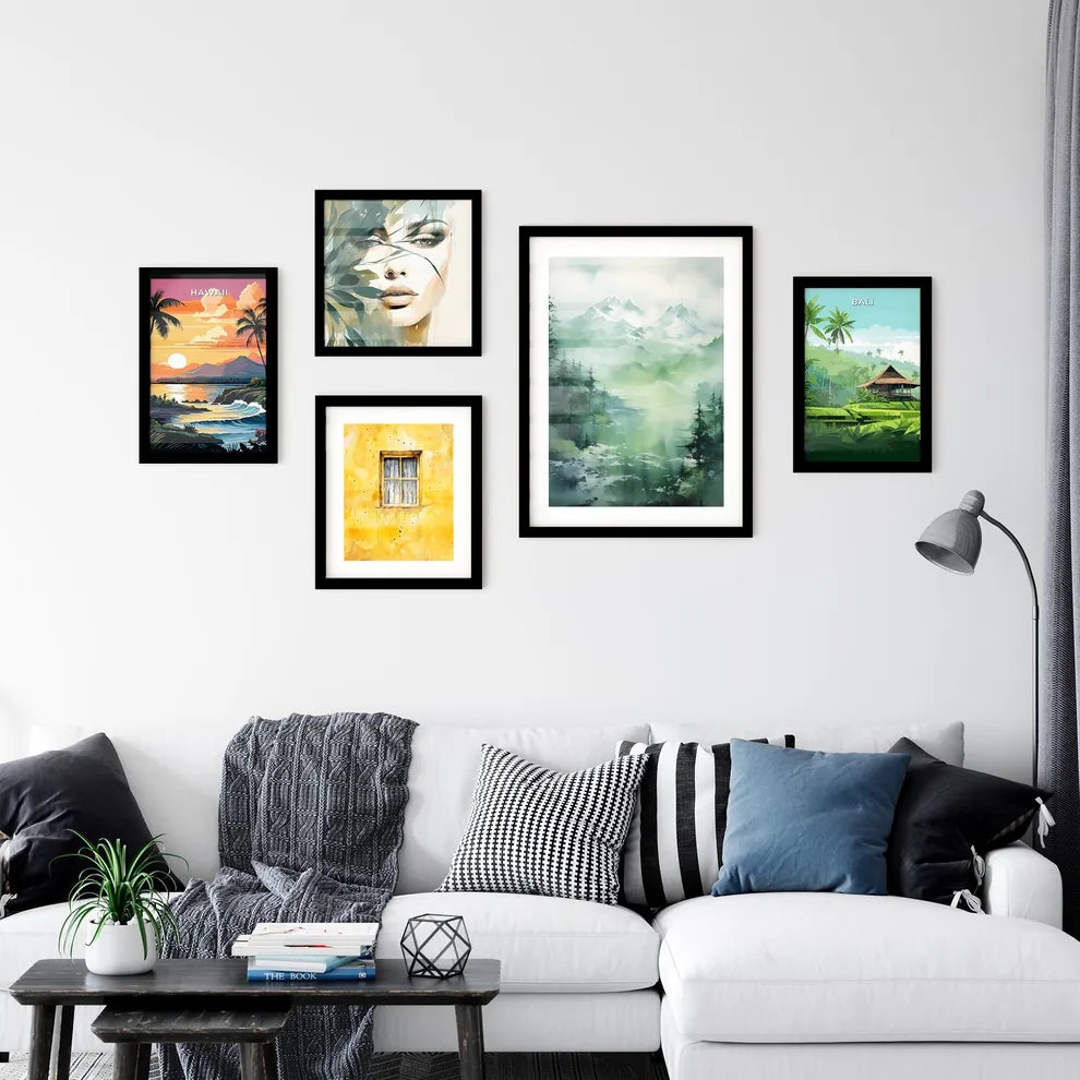 A Poster of painting of mountain side in spr Wall Art