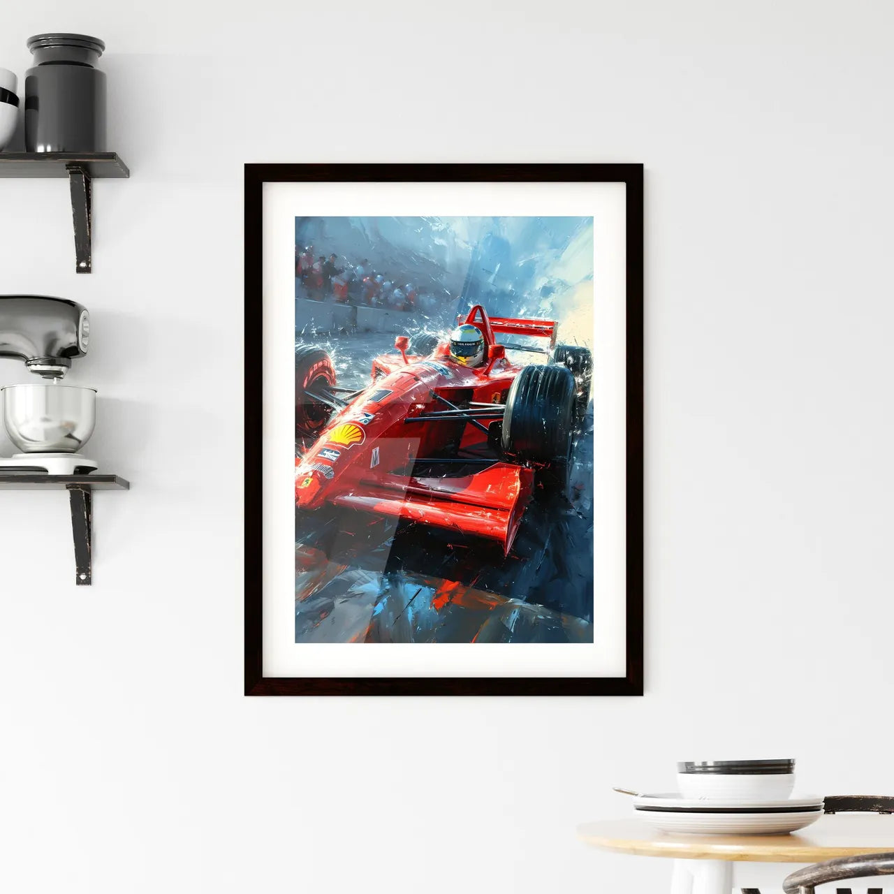 A Poster of Formula One style race car - A R Framed Print