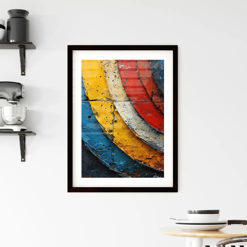 A Poster of abstract art of curved lines - A Framed Print