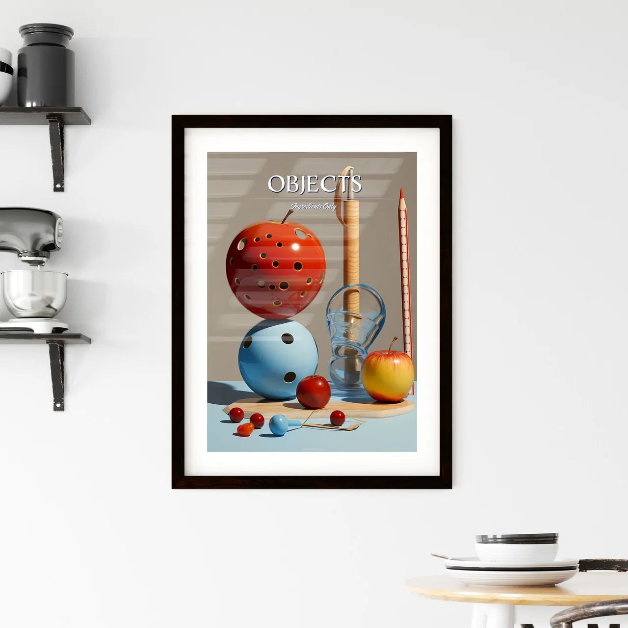 A Poster of A group of objects - A Group Of  Framed Print