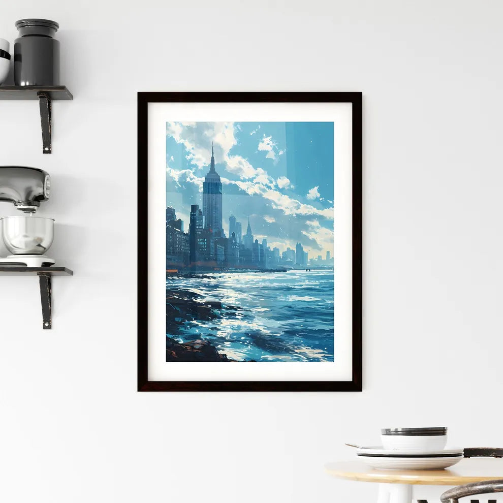 A Poster of New York City Skyline - A City Skyline With A Body Of Water Custom Print