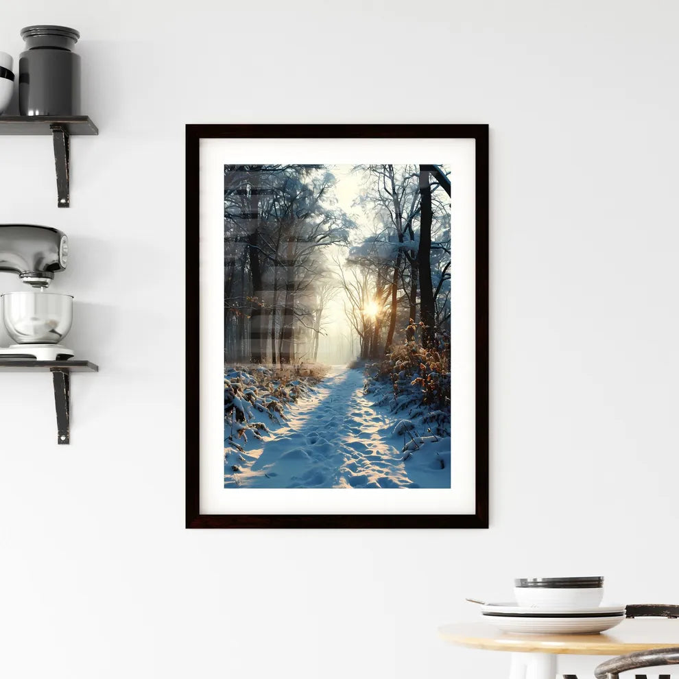 A Poster of winter forrest - A Snow Cover Framed Print