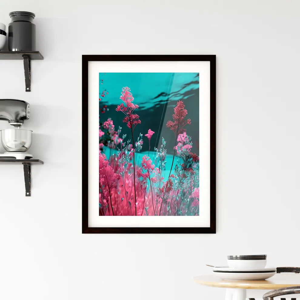 A Poster of tunnel shadows - Pink Flowers Framed Print