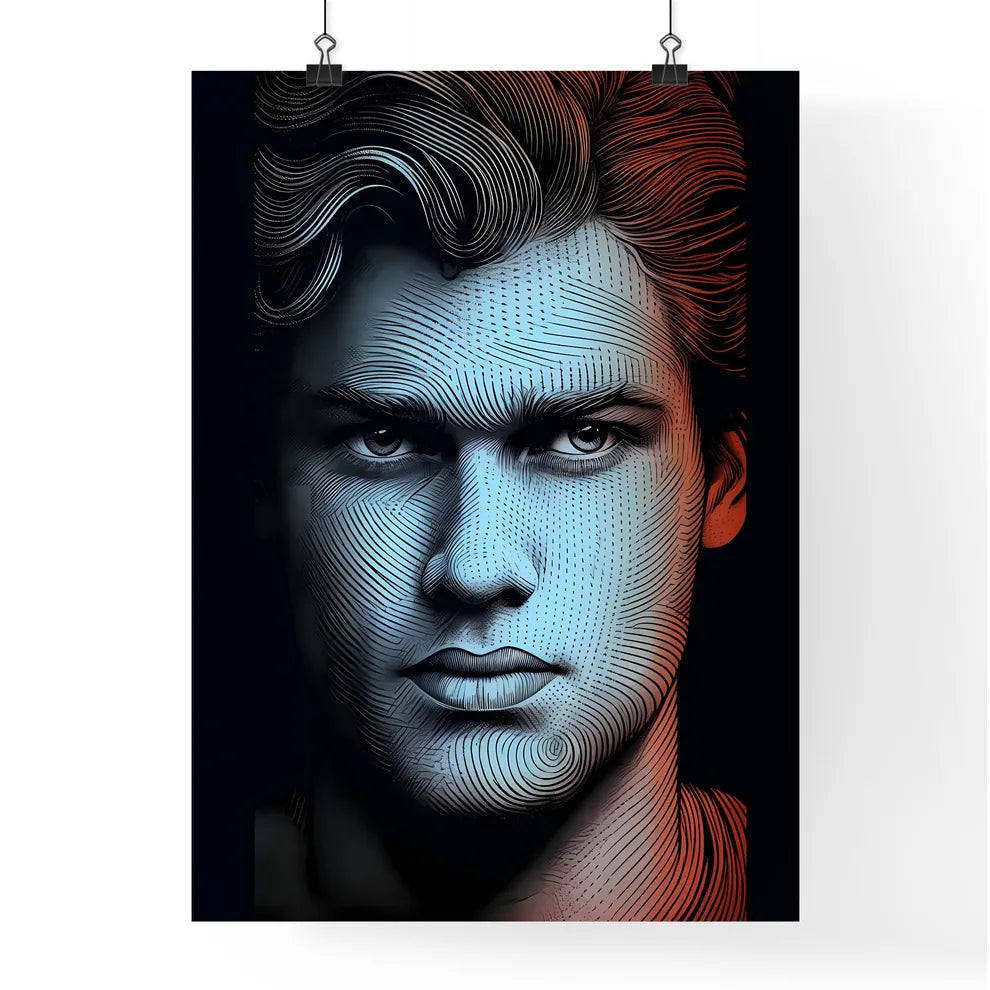 A Poster of line drawing of handsome masculi Poster