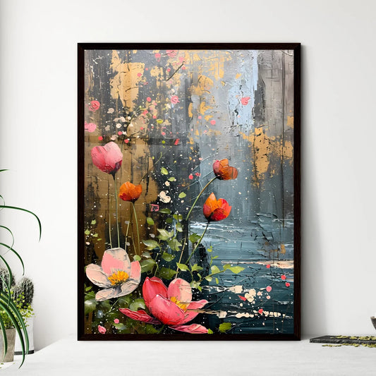 A Poster of onyx white lucite  pink canvas w - Framed Art Print