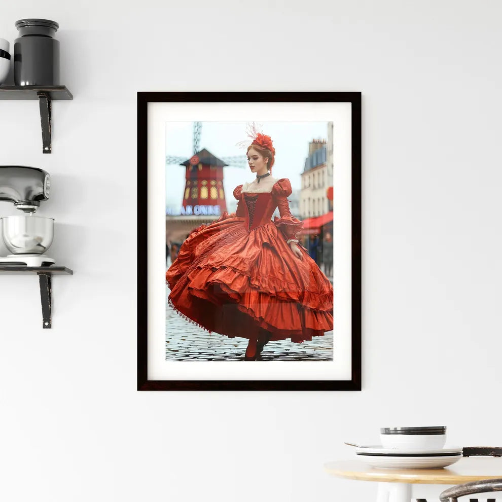 A Poster of moulin rouge advertising - A Wom Framed Print