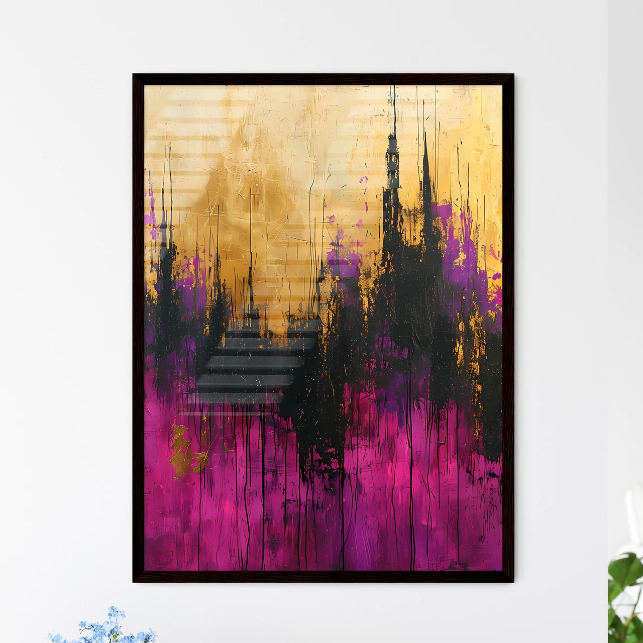 A Poster of onyx white lucite  pink canvas w - Framed Art Print