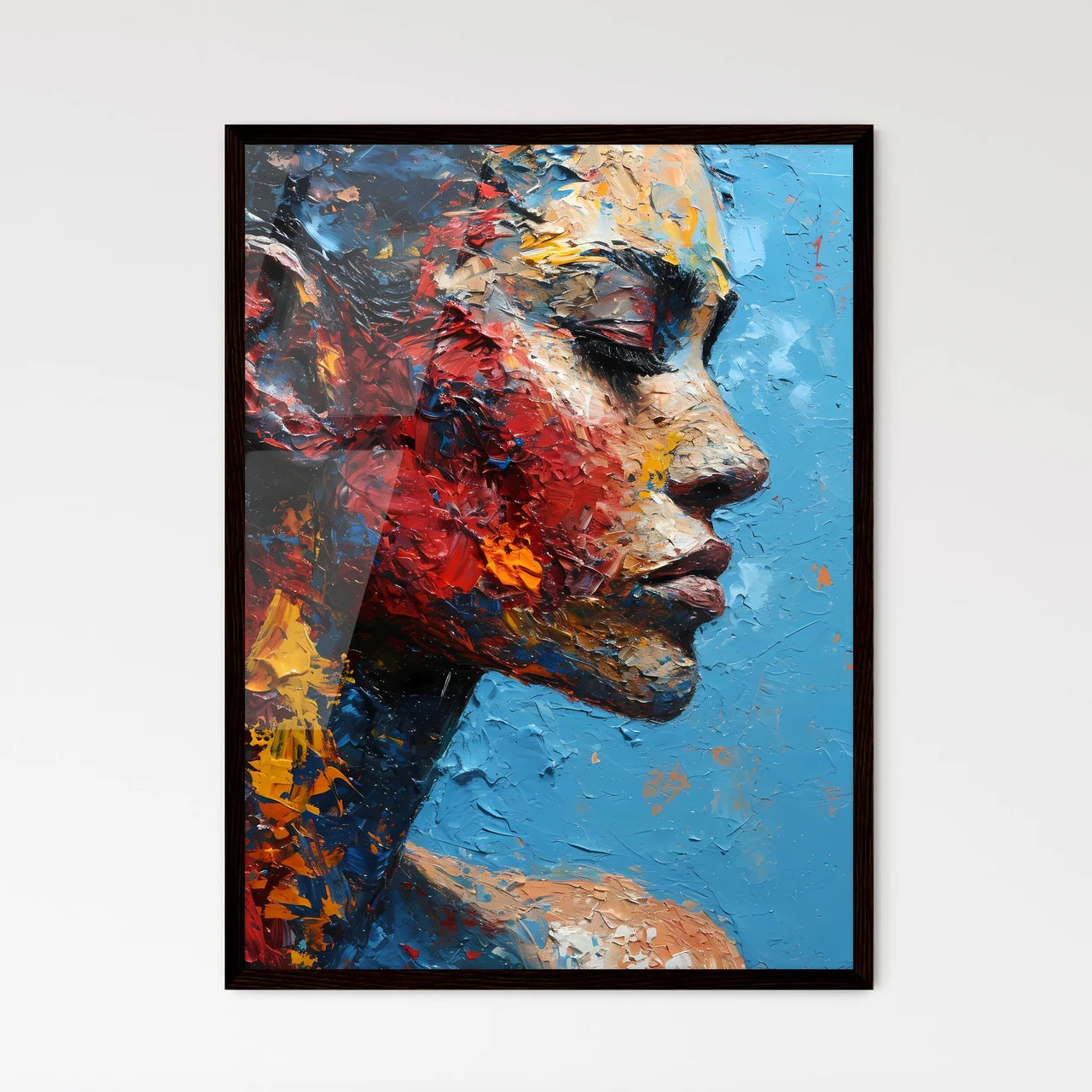 A Poster of The Alien Portrait with colorful - Framed Art Print