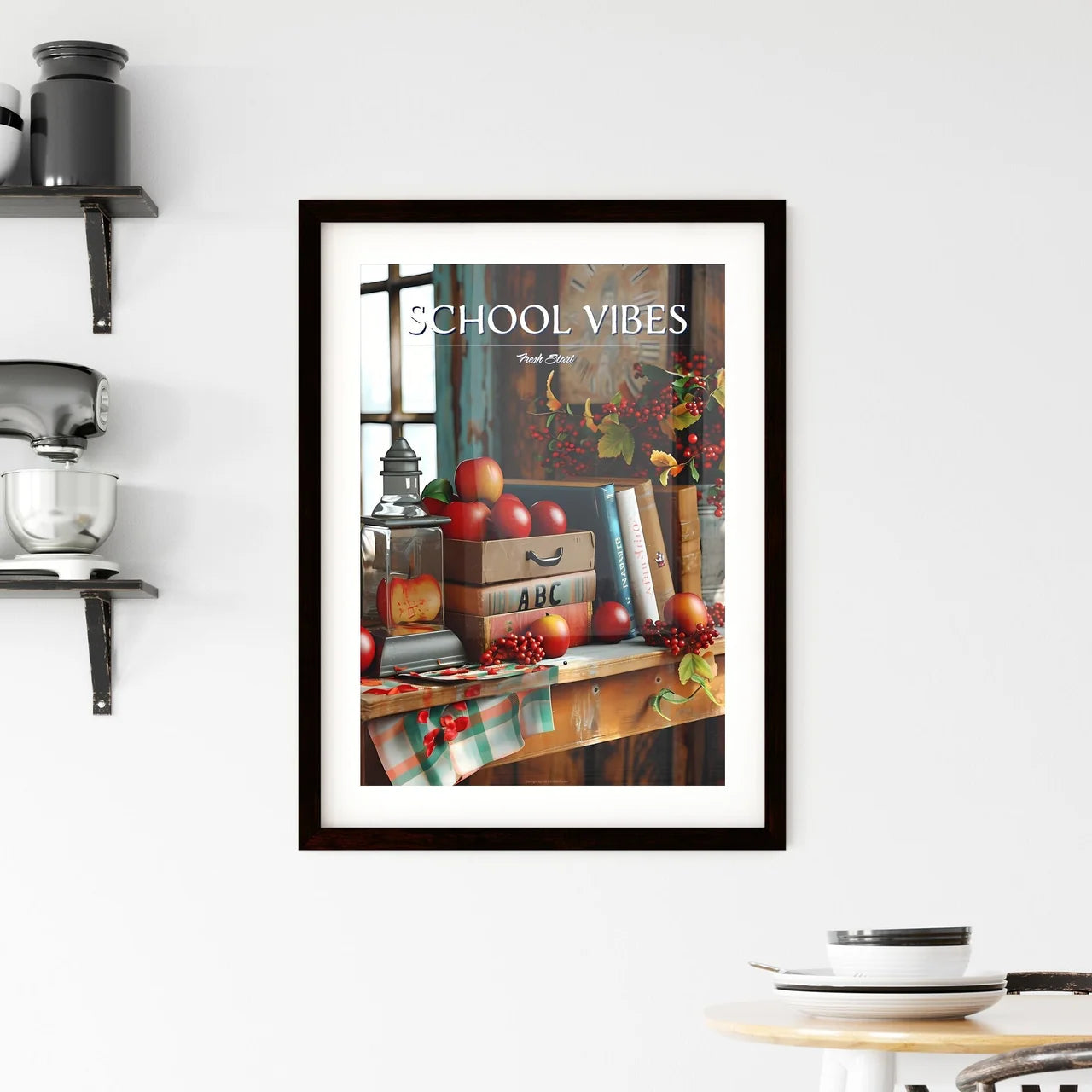 A Poster of back to school set - A Table Wit Framed Print
