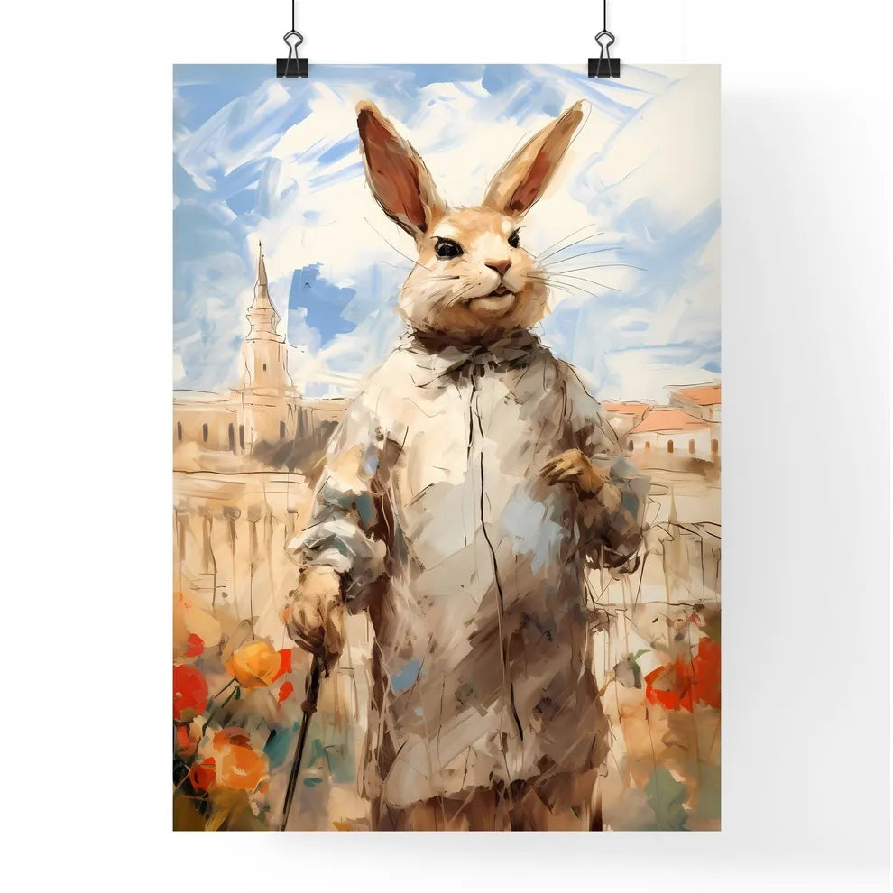 A Poster of stylish easter rabbit with copy space  Poster