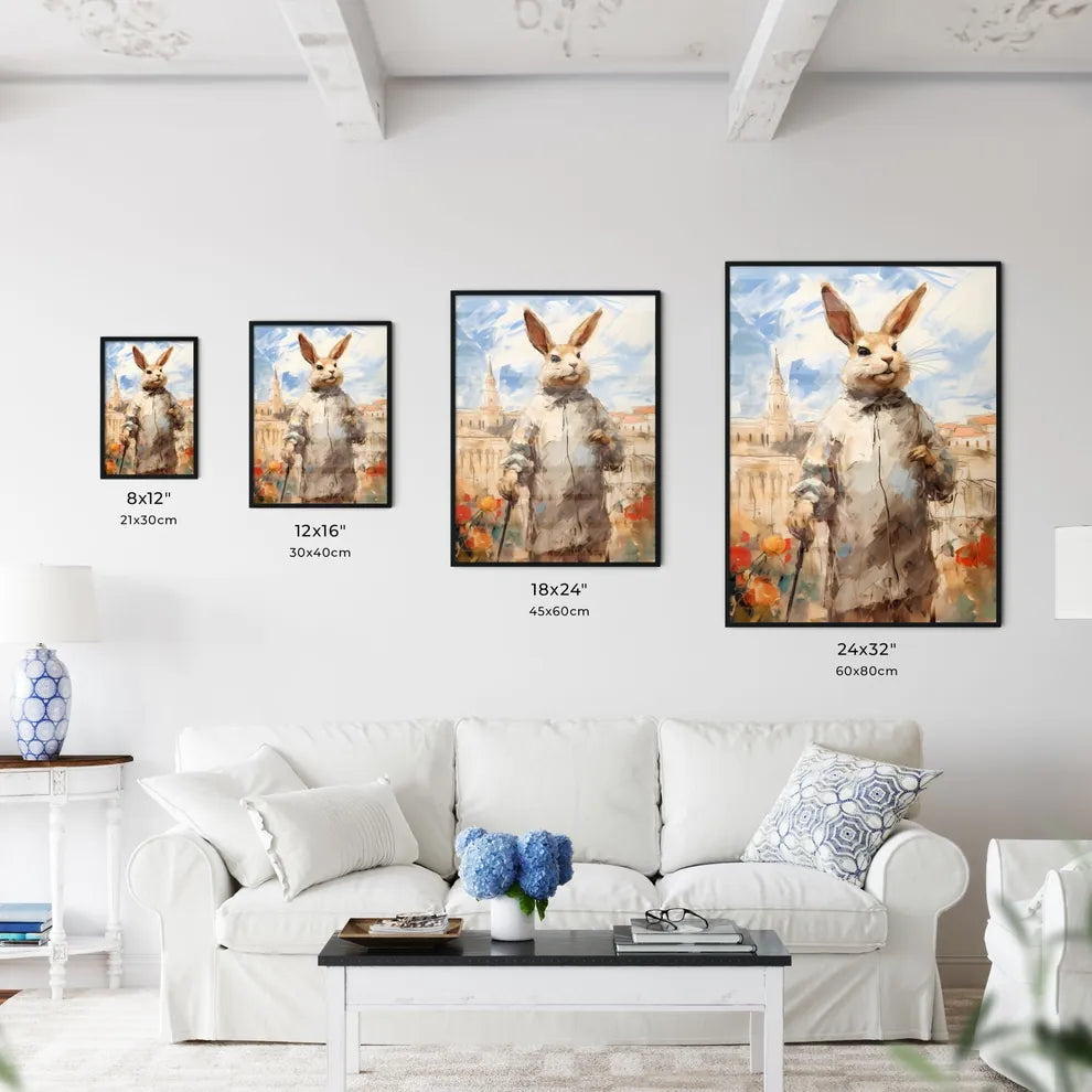 A Poster of stylish easter rabbit with copy space  Size Chart