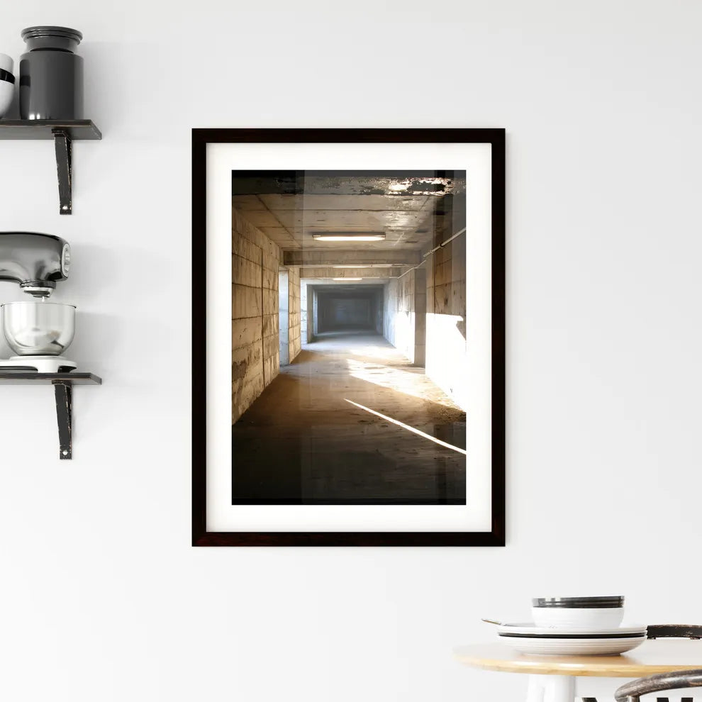 A Poster of tunnel shadows - A Long Concr Framed Print