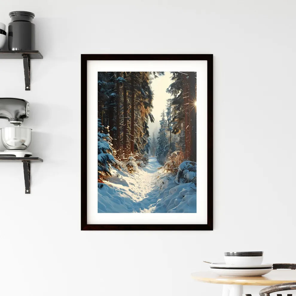 A Poster of winter forrest - A Snow Cover Framed Print
