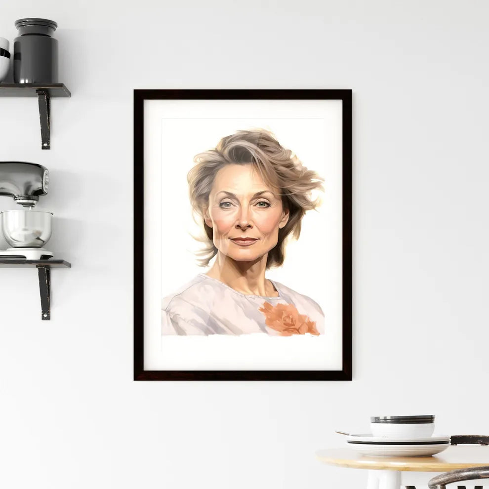 A Poster of beautiful mature woman 50 years  Framed Print