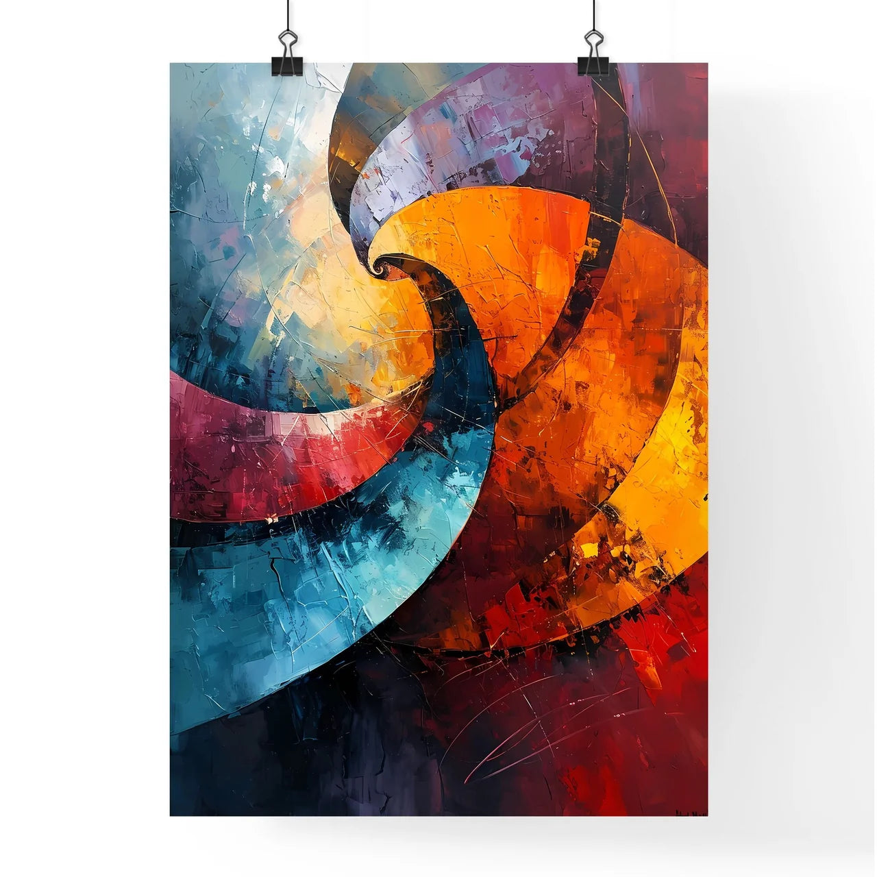 A Poster of abstract art of curved lines - A Poster