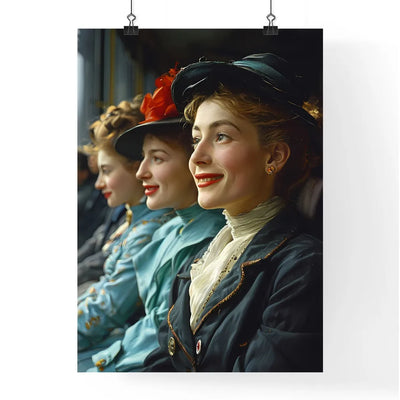 A Poster of French cancan dancers in Moulin rouge in Paris - A Group Of Women In Hats