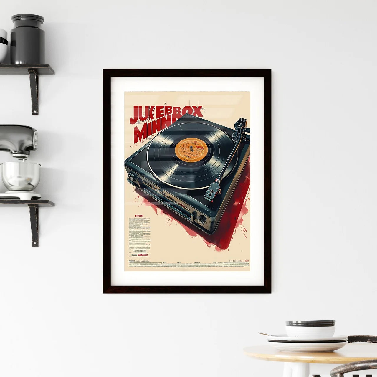 A Poster of simple music poster with the tex Framed Print